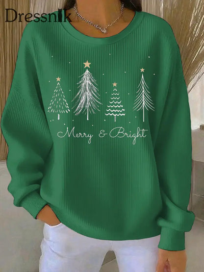 Damen Weihnachts druck Casual Sweatshirt Grün / S