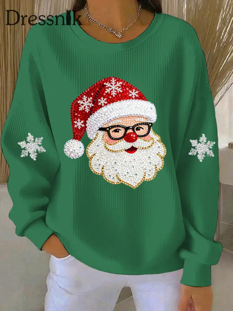 Damen Weihnachts druck Casual Sweatshirt Grün / S