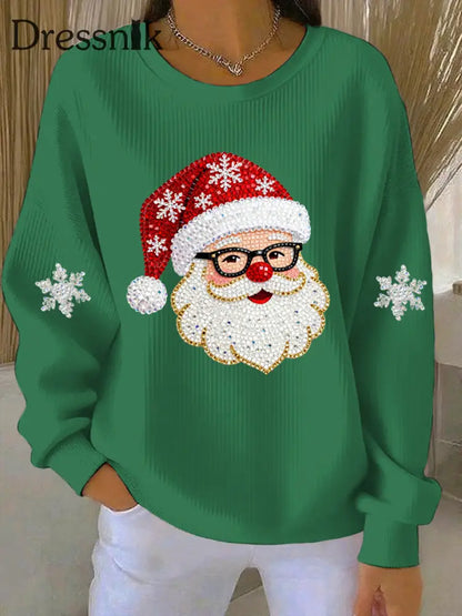 Damen Weihnachts druck Casual Sweatshirt Grün / S