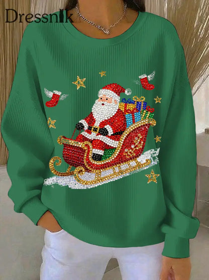 Damen Weihnachts druck Casual Sweatshirt Grün / S