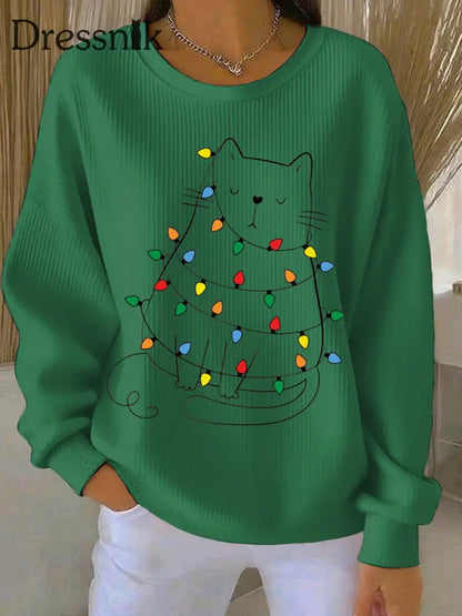 Damen Weihnachts druck Casual Sweatshirt Grün / S