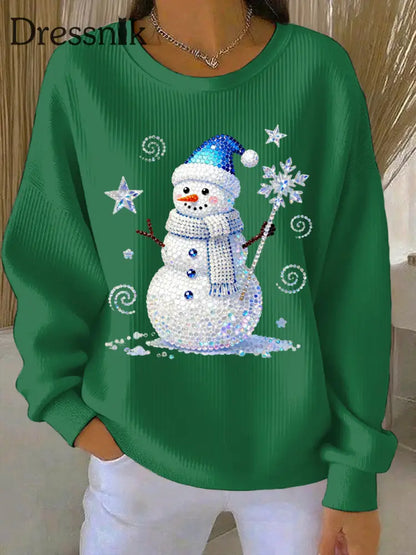 Damen Weihnachts druck Casual Sweatshirt Grün / S