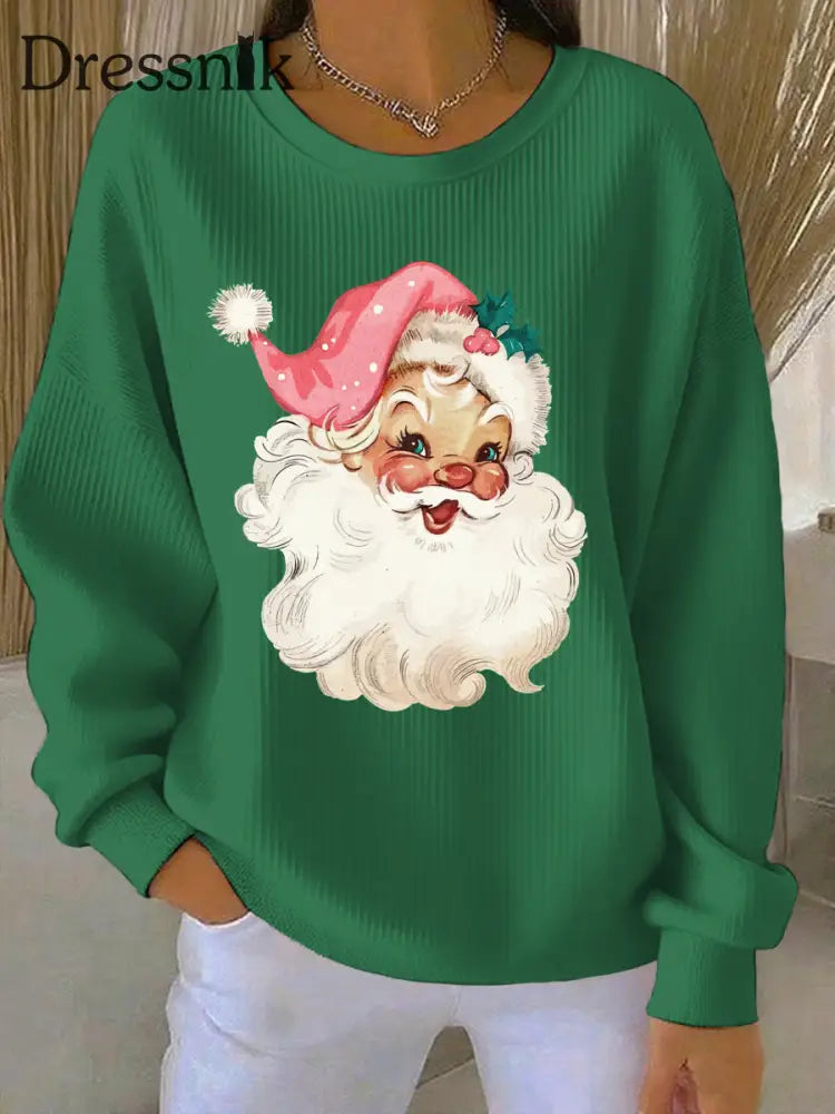 Damen Weihnachts druck Casual Sweatshirt Grün / S