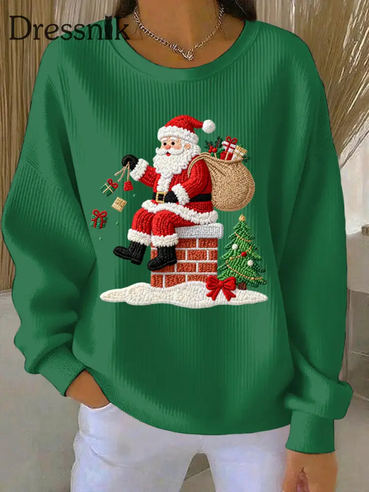 Damen Weihnachts druck Casual Sweatshirt Grün / S