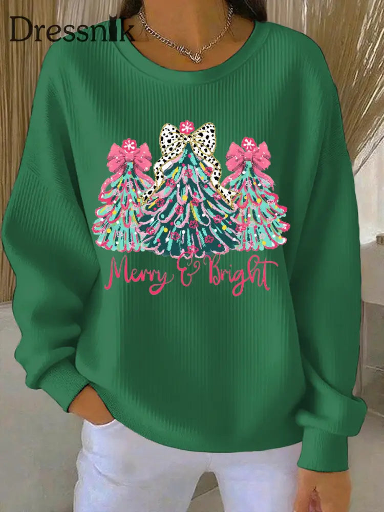 Damen Weihnachts druck Casual Sweatshirt Grün / S