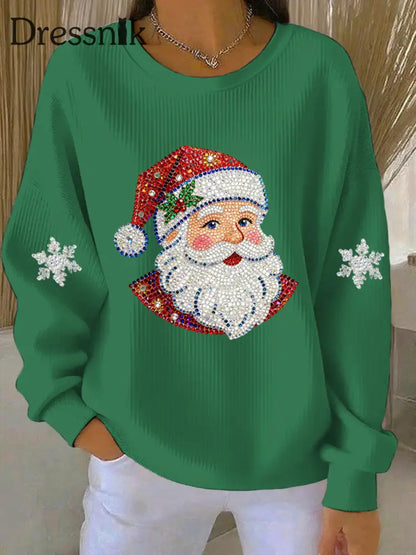 Damen Weihnachts druck Casual Sweatshirt Grün / S