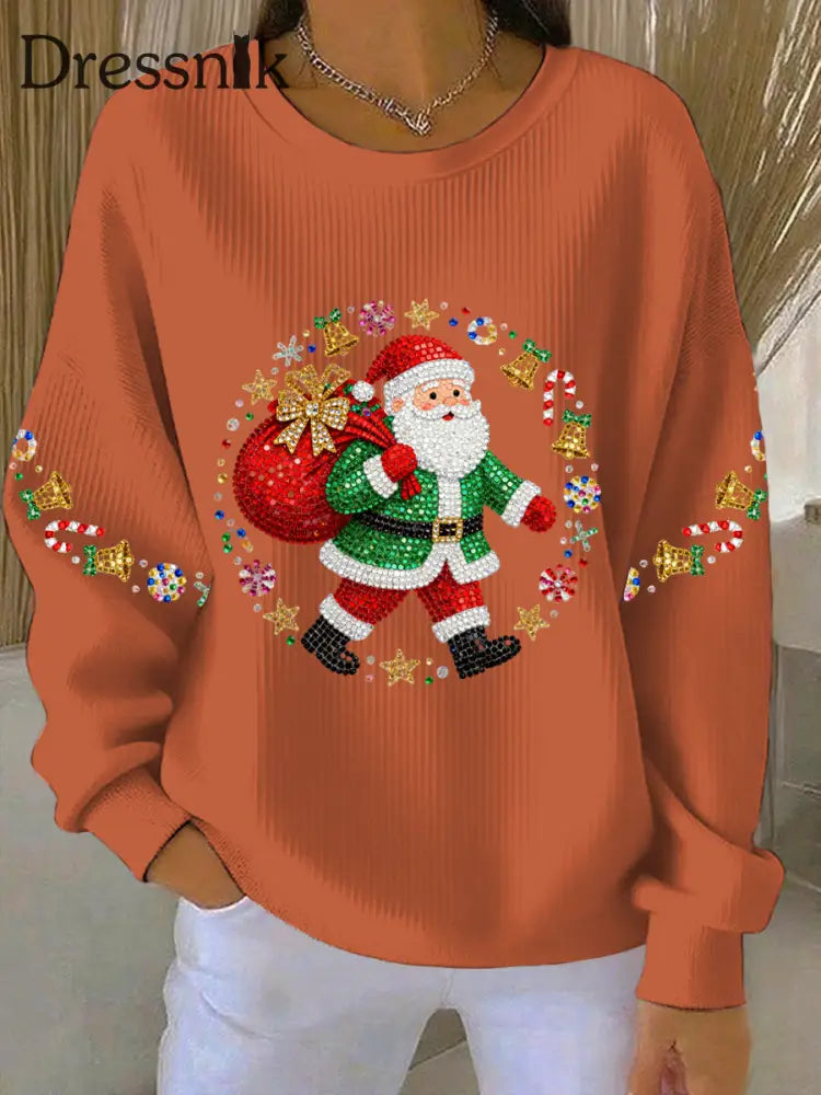 Damen Weihnachts druck Casual Sweatshirt Orange / S