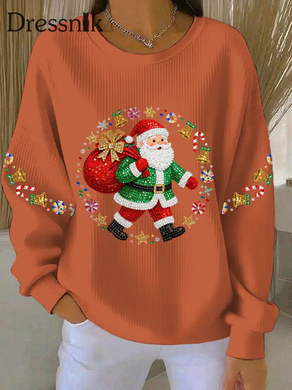 Damen Weihnachts druck Casual Sweatshirt Orange / S
