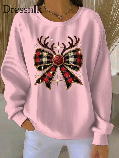 Damen Weihnachts druck Casual Sweatshirt Rosa / S