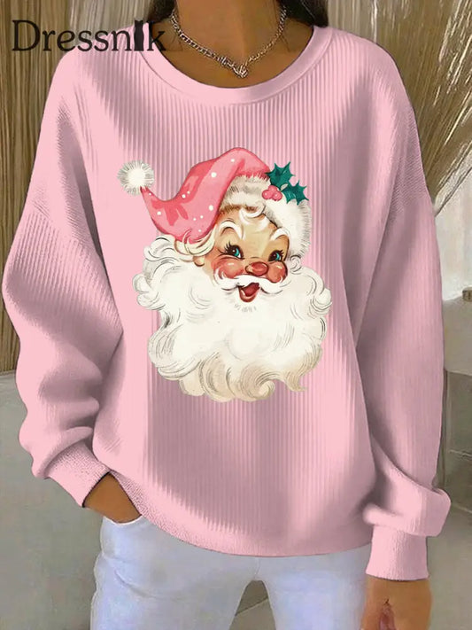 Damen Weihnachts druck Casual Sweatshirt Rosa / S