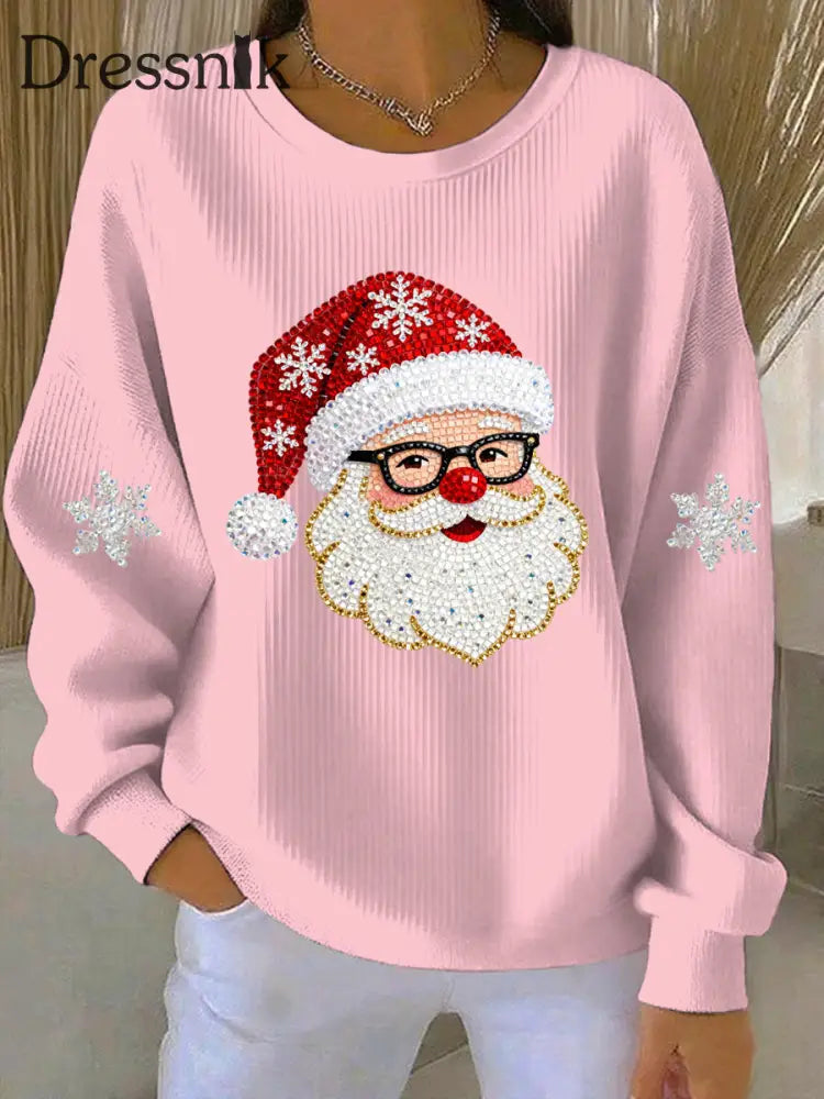 Damen Weihnachts druck Casual Sweatshirt Rosa / S