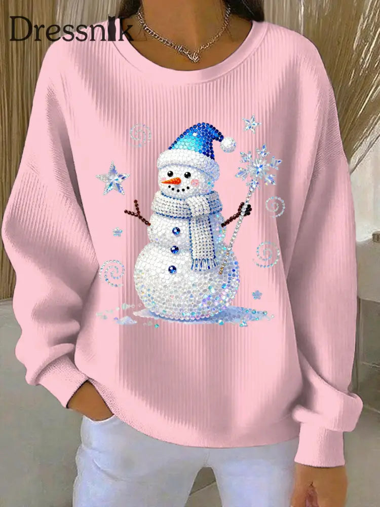 Damen Weihnachts druck Casual Sweatshirt Rosa / S