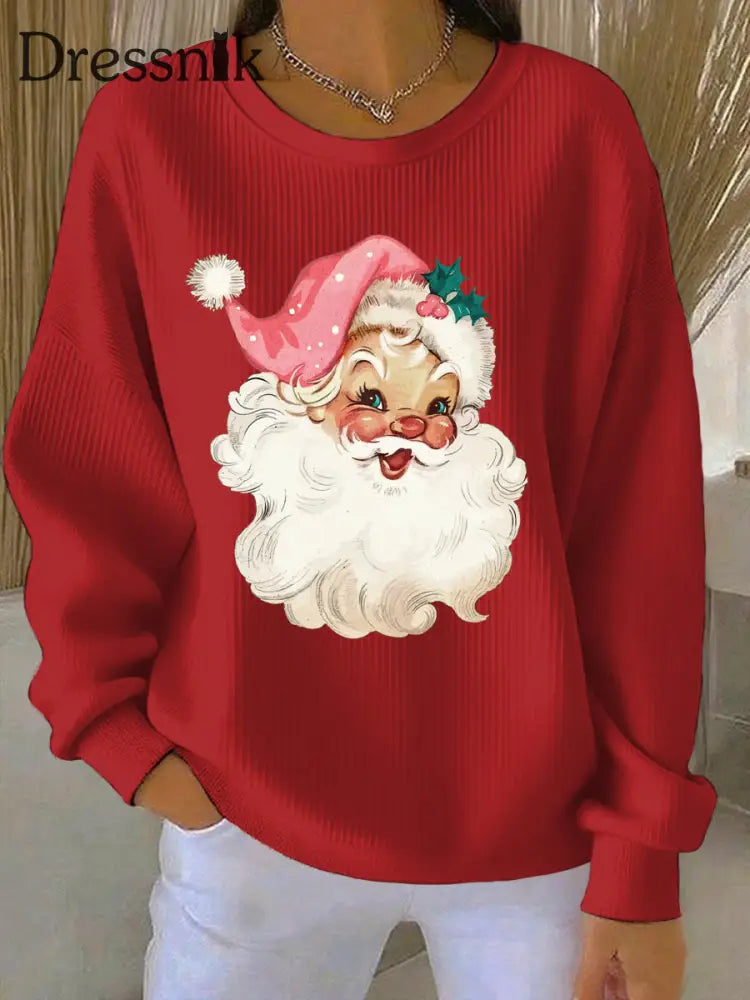 Damen Weihnachts druck Casual Sweatshirt Rot / S
