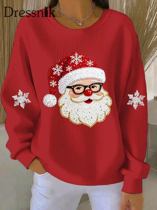 Damen Weihnachts druck Casual Sweatshirt Rot / S