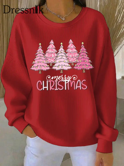 Damen Weihnachts druck Casual Sweatshirt Rot / S