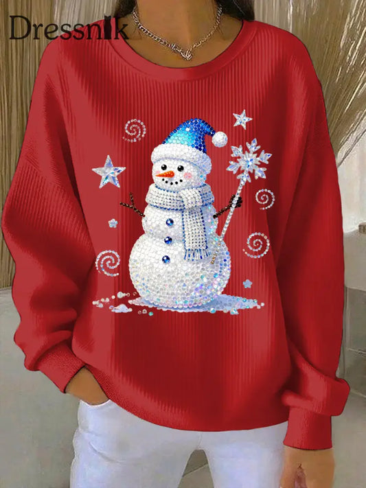 Damen Weihnachts druck Casual Sweatshirt Rot / S
