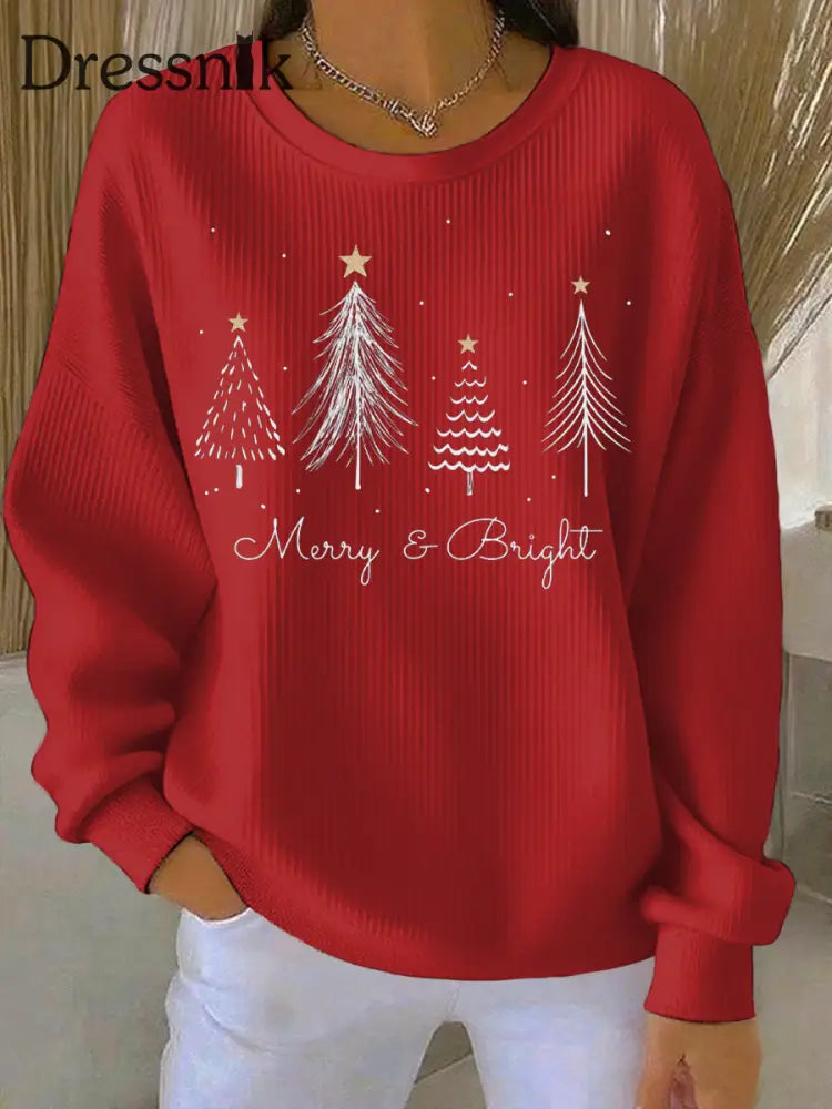 Damen Weihnachts druck Casual Sweatshirt Rot / S