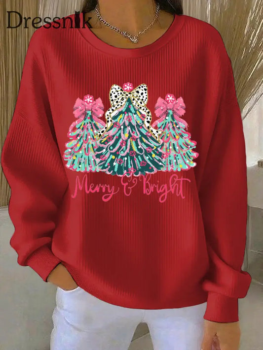 Damen Weihnachts druck Casual Sweatshirt Rot / S