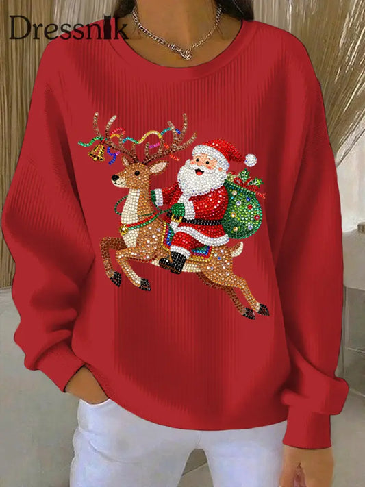 Damen Weihnachts druck Casual Sweatshirt Rot / S