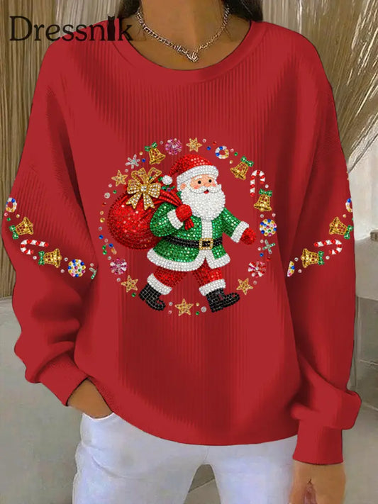 Damen Weihnachts druck Casual Sweatshirt Rot / S
