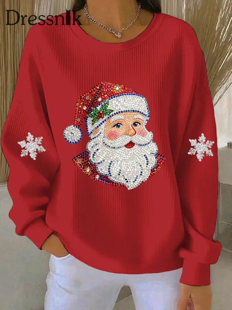 Damen Weihnachts druck Casual Sweatshirt Rot / S