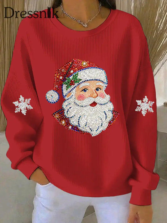 Damen Weihnachts druck Casual Sweatshirt Rot / S