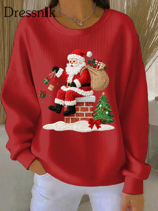 Damen Weihnachts druck Casual Sweatshirt Rot / S