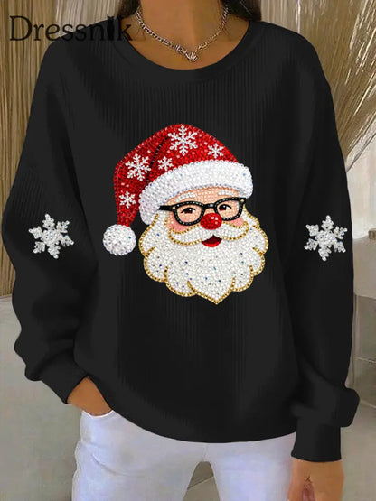 Damen Weihnachts druck Casual Sweatshirt Schwarz / S