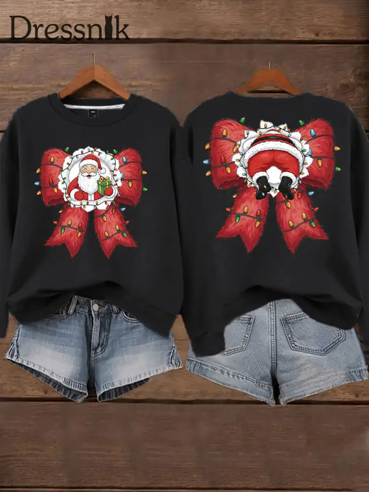Damen Weihnachts druck Casual Sweatshirt Schwarz / S