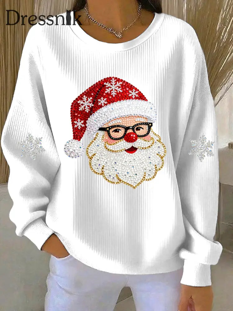 Damen Weihnachts druck Casual Sweatshirt Weiß / S