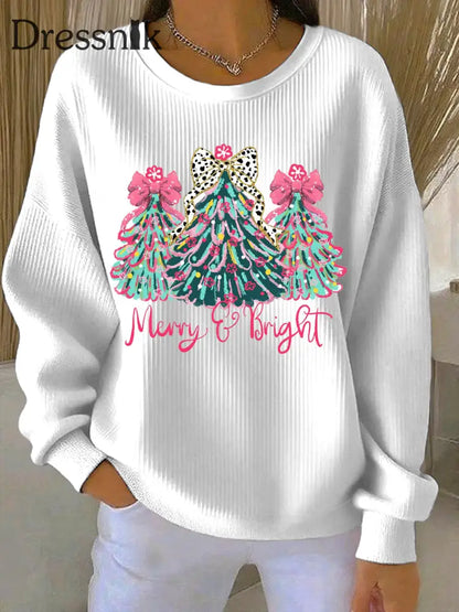 Damen Weihnachts druck Casual Sweatshirt Weiß / S