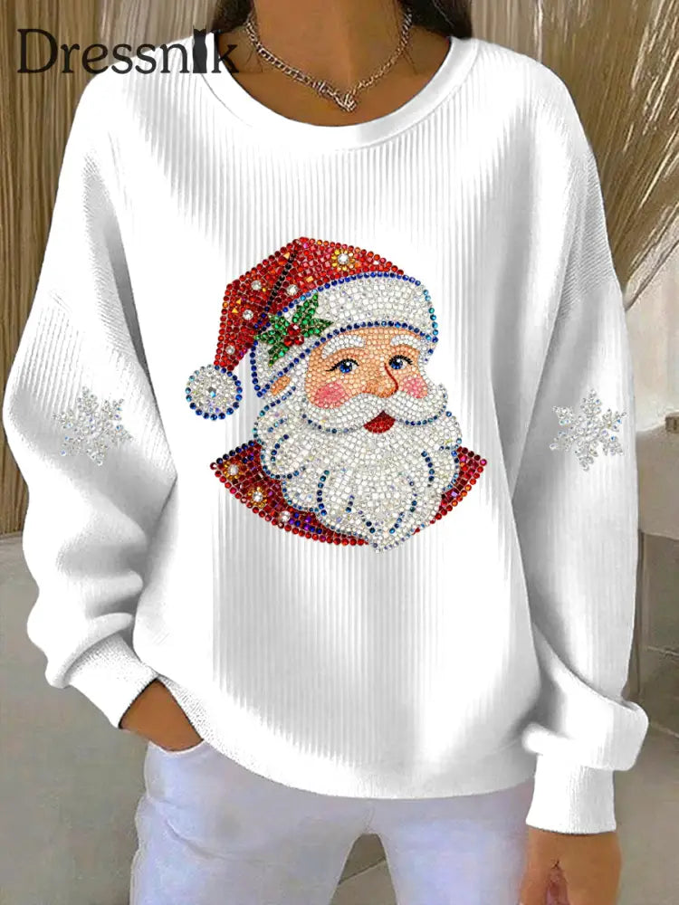 Damen Weihnachts druck Casual Sweatshirt Weiß / S