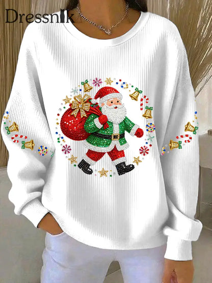 Damen Weihnachts druck Casual Sweatshirt Weiß / S