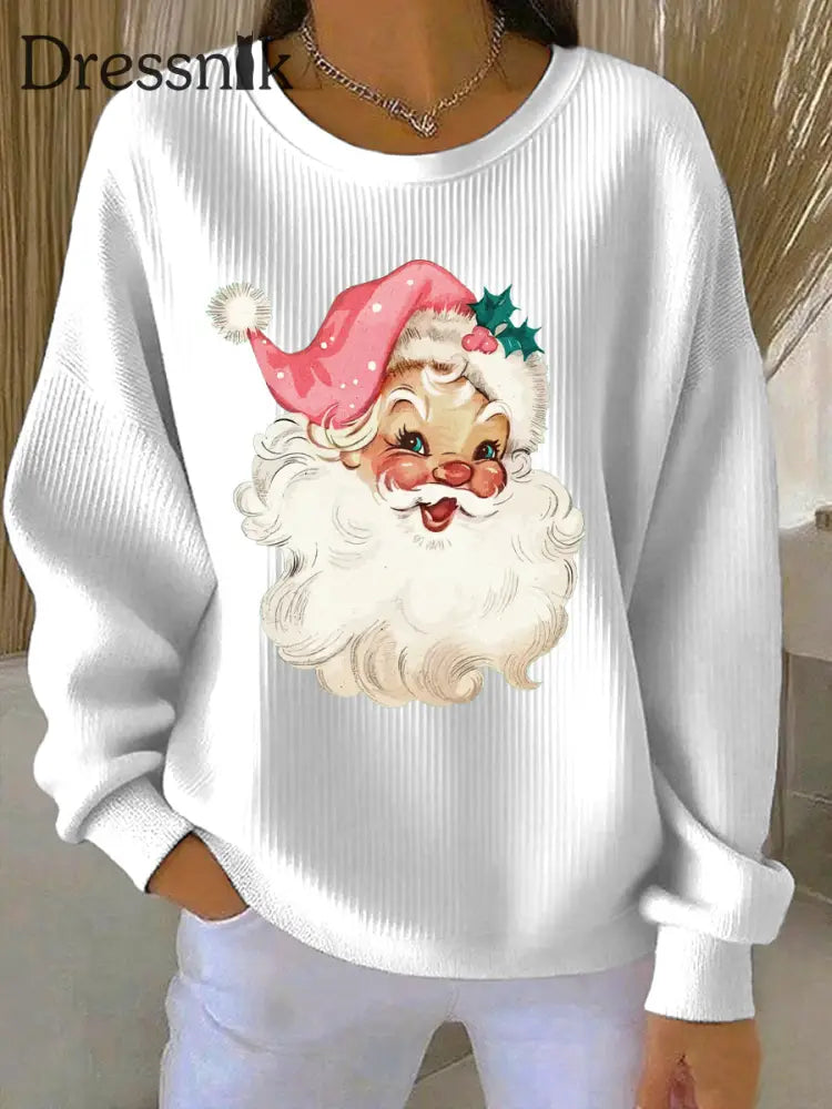 Damen Weihnachts druck Casual Sweatshirt Weiß / S