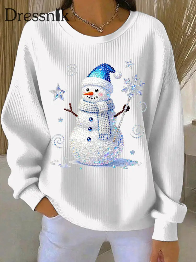 Damen Weihnachts druck Casual Sweatshirt Weiß / S