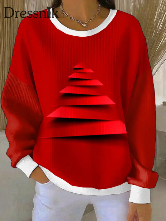 Damen Weihnachts druck rotes Sweatshirt Rot / S