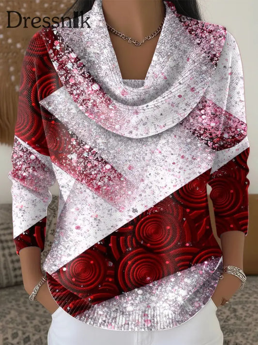 Damen-Weihnachts-Glitzer-Freizeit-Pullover mehrfarbig / S