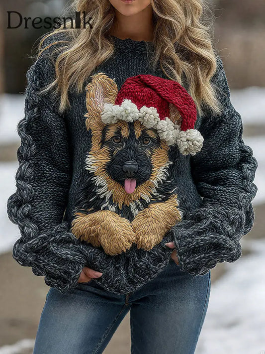 Damen-Weihnachts-Hunde-Print-Oberteile als bild / S