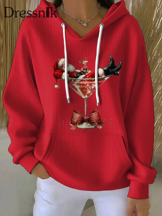 Damen Weihnachts mann Bedruckt Hoodie Rot / S
