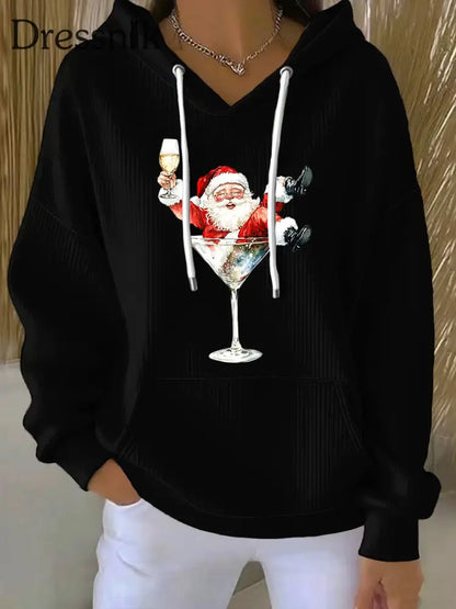 Damen Weihnachts mann Bedruckt Hoodie Schwarz / S