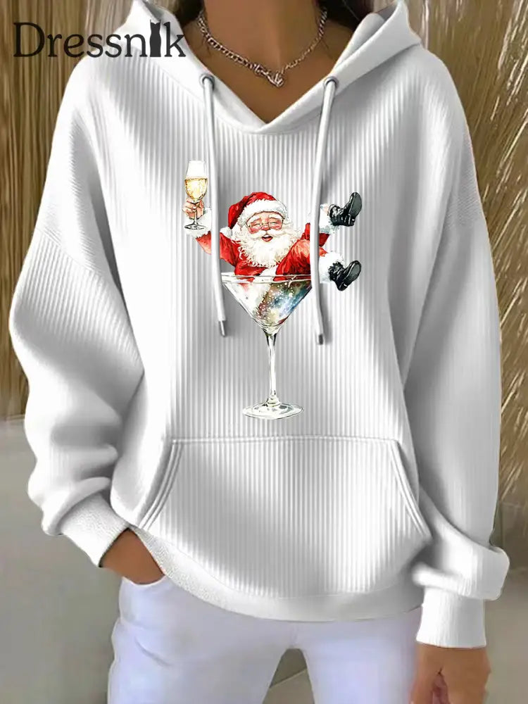 Damen Weihnachts mann Bedruckt Hoodie Weiß / S