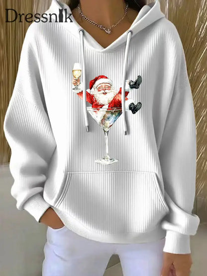Damen Weihnachts mann Bedruckt Hoodie Weiß / S