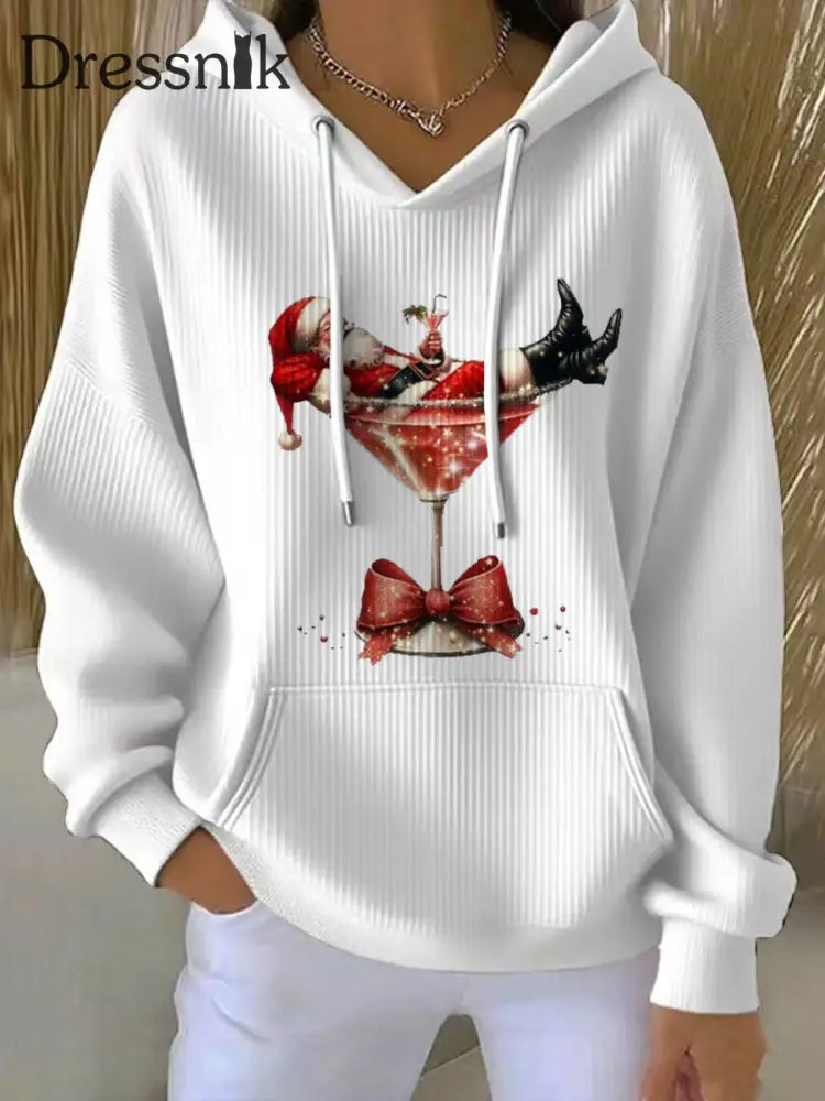 Damen Weihnachts mann Bedruckt Hoodie Weiß / S