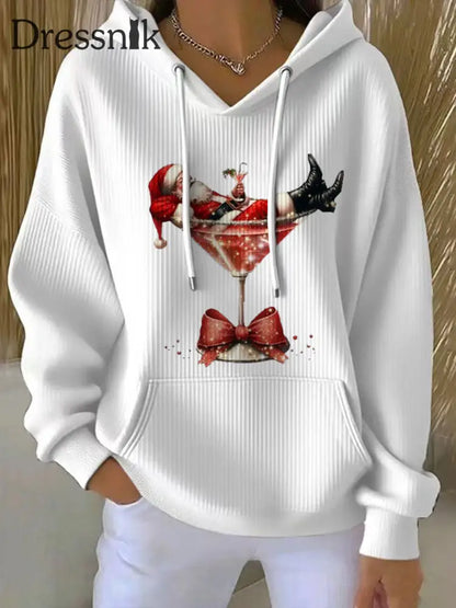 Damen Weihnachts mann Bedruckt Hoodie Weiß / S