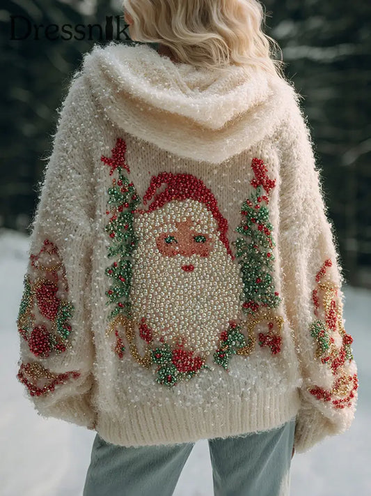 Damen-Weihnachts mann bedruckte Oberteile Aprikose / S