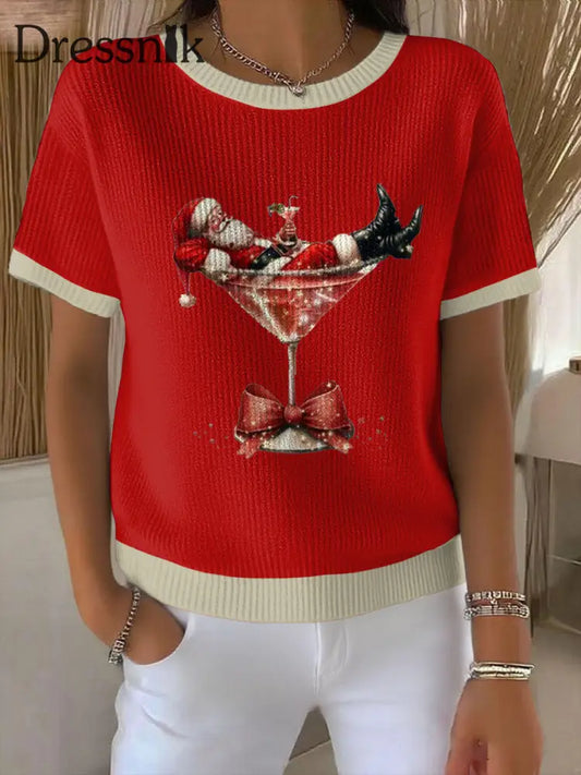 Damen Weihnachts mann Bedruckte Pullover Rot / S