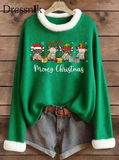 Damen-Weihnachts mann bedruckte Tops Grün / S