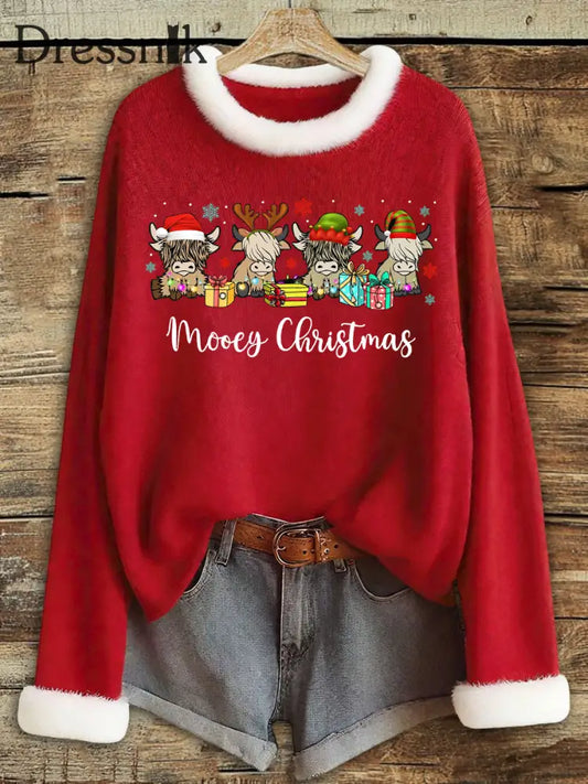 Damen-Weihnachts mann bedruckte Tops Rot / S