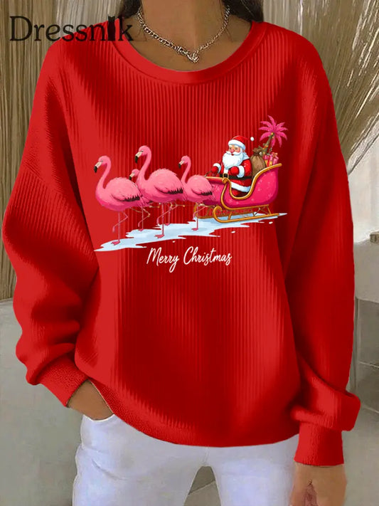 Damen Weihnachts mann Bedrucktes Rundhals-Sweatshirt Rot / S