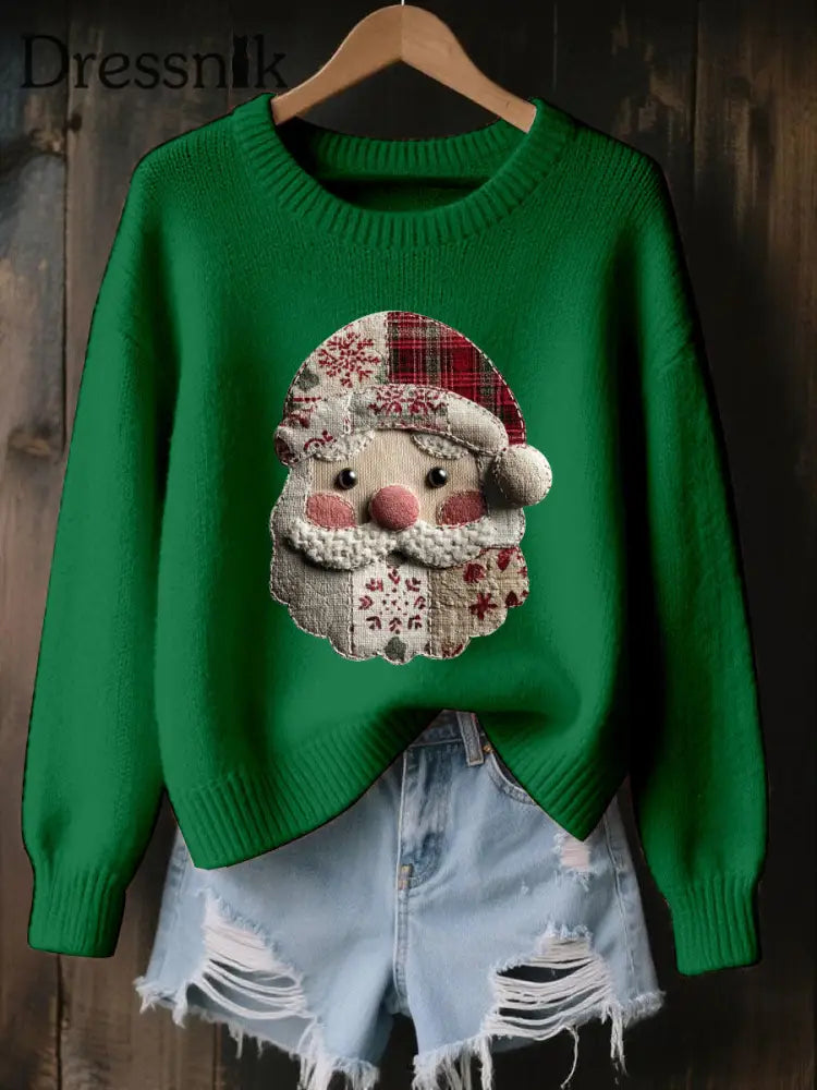 Damen Weihnachts mann Print Casual Top Grün / S